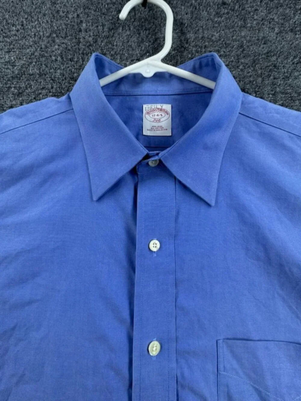 Brooks Brothers 17 4/5 Cotton Non-Iron Point Blue Mens Button Up Long Sleeve